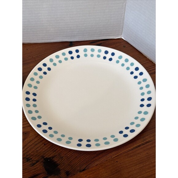 Corning Corelle Key West / Dinner Plates Blue Turquoise Dot 4 Piece - Picture 5 of 7